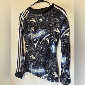 ADIDAS x FIORUCCI collab mesh long sleeve tee with sexy ladies stars